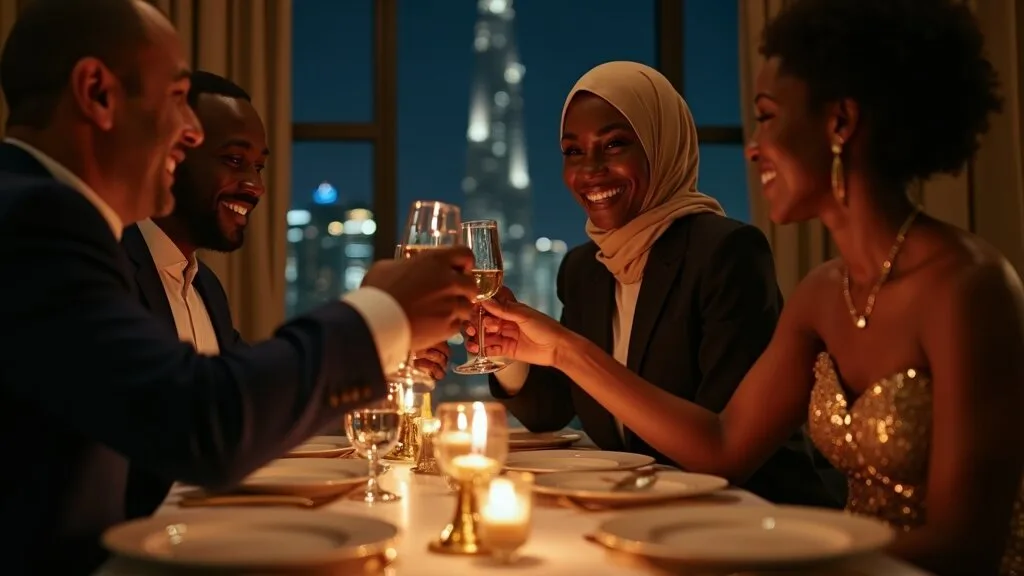 African professionals private dinner Dubai Burj Khalifa
